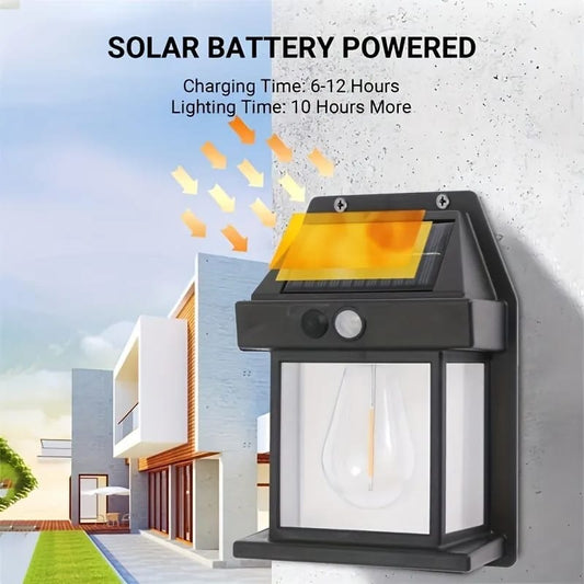 New Solar Tungsten Filament Lamp Outdoor Waterproof Intelligent Induction Wall Lamp Courtyard Garden Villa Lighting Night Light